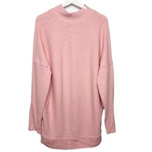 FREE PEOPLE WE THE FREE Casey Tunic Ribbed Mock Neck Tunic Dress Pink Size Large